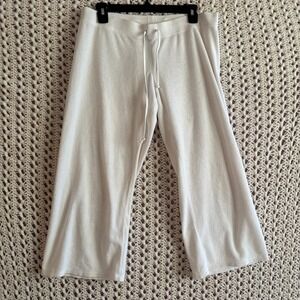 VTG Juicy Couture Toweled Cotton Soft Crop Pants Pull-up White M-L Made in USA